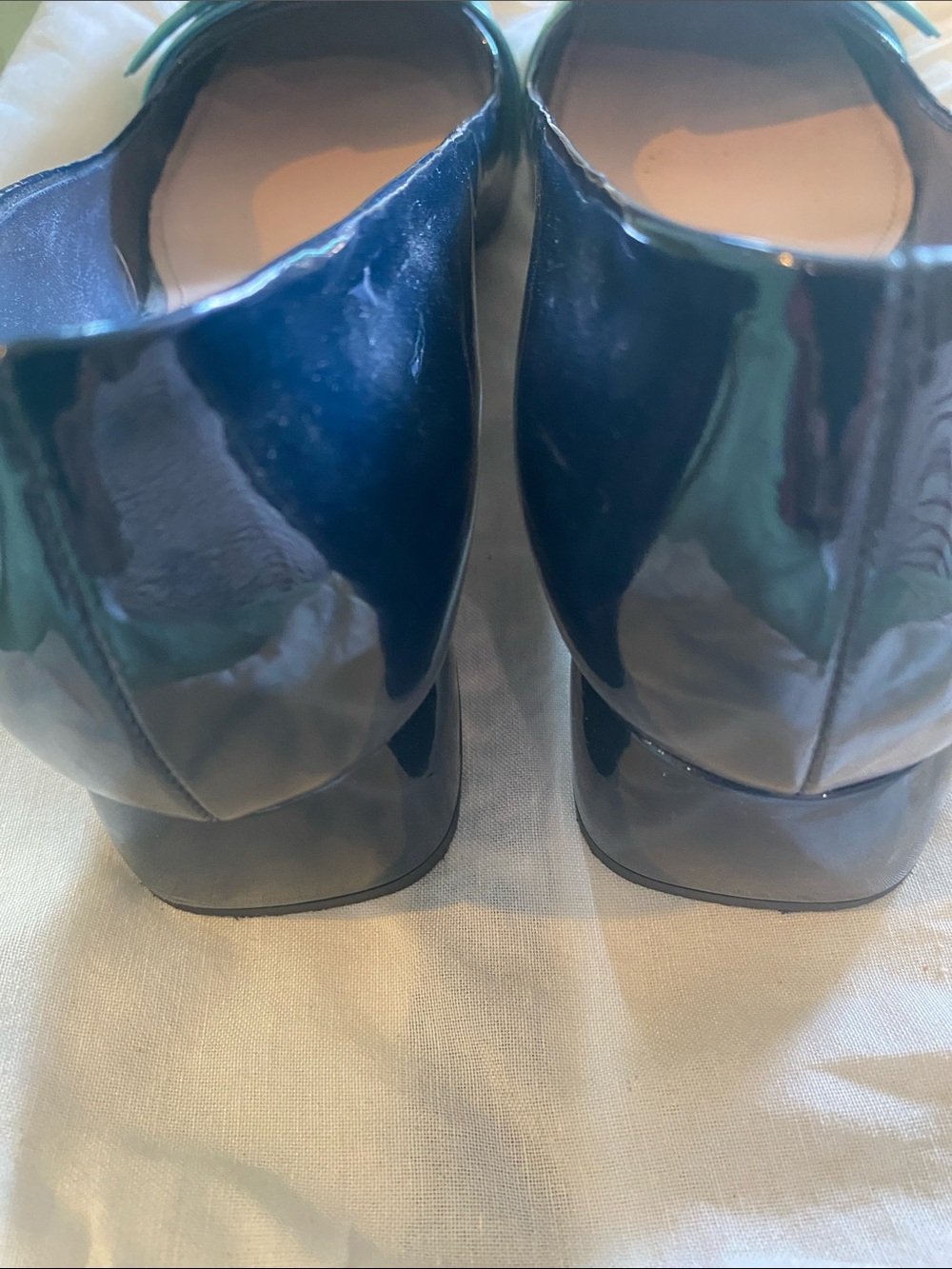 Miu Miu Navy Patent Flats with Turquoise and Cream Buckle size 6.5/36.5 - Picture 4 of 8